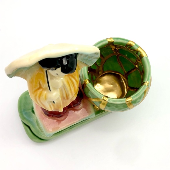 Kintsugi Planter Shawnee USA Asian Girl Gold Crack Personal Growth Gift Vtg MCM - Picture 8 of 9